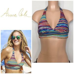 Anne Cole multicolored stripe bikini top. NWT